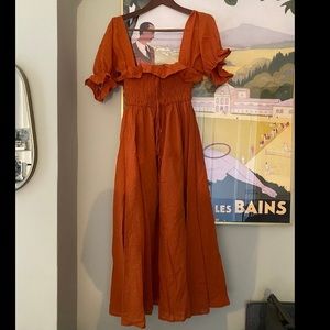 Burnt Orange Romantic Swiss dot dress 🍊